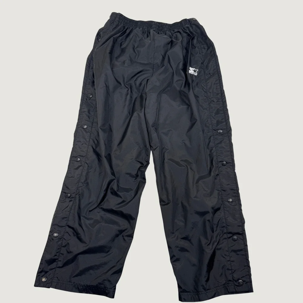 Vintage Starter Breakaway Nylon Track Pants Women XL Black Lined Windbreaker‎